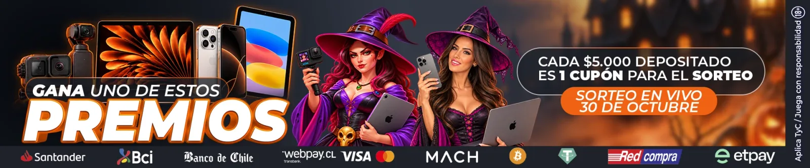 Banner de bonos y sorteos de Casino en Casa